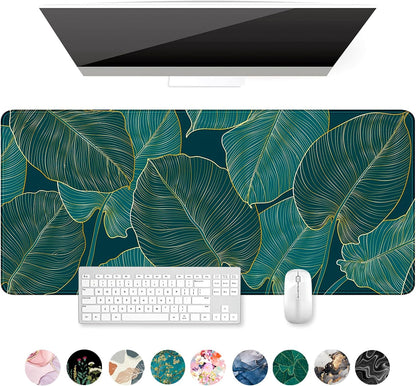 Desk Mat, Ultra Large Mouse Pad, XXL Gaming Mousepad, Green Tropical Leaves Desk Pad, Big Extended Full Size Mouse Pad, Desktop Desk Matt for Keyboard, Laptop & Computer, 35.5 X 15.7 In