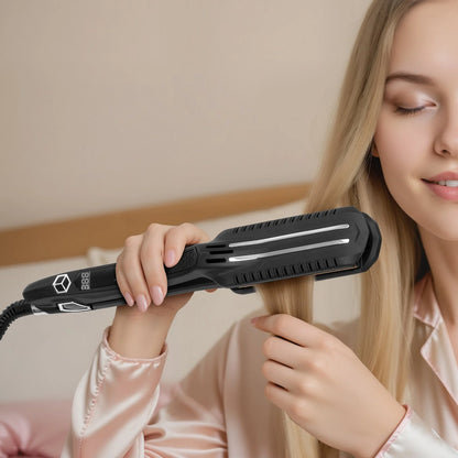 VEVOR Hair Straightener, 1.5-Inch Titanium Flat Iron, Dual Infrared Hair Straightener Flat Iron with LCD Display and 19 Temp Levels - 210¡Ãf to 450¡Ãf, Dual Voltage 110V/240V for Salon Home Travel Use