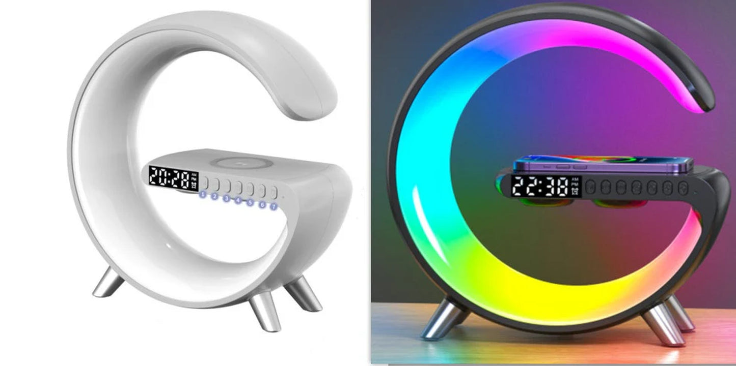 New Intelligent G Shaped LED Lamp Bluetooth Speake Wireless Charger Atmosphere Lamp App Control for Bedroom Home Decor